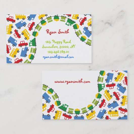 Jongens Speelgoed Kleurrijke Vervoer Auto Bus Truc Visitekaartje (Voorkant / Achterkant)