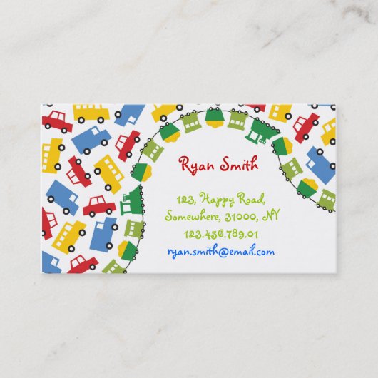 Jongens Speelgoed Kleurrijke Vervoer Auto Bus Truc Visitekaartje (Voorkant)