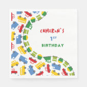 Jongens Speelgoed Leuk Kleurrijk Vervoer Verjaarda Servet (Voorkant)