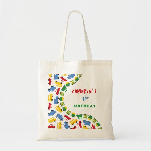 Jongens Speelgoed Leuk Kleurrijk Vervoer Verjaarda Tote Bag (Voorkant)