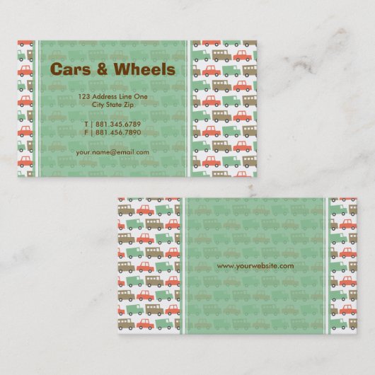 Jongens Speelgoed Leuk Retro Pastels Schattige Aut Visitekaartje (Voorkant / Achterkant)