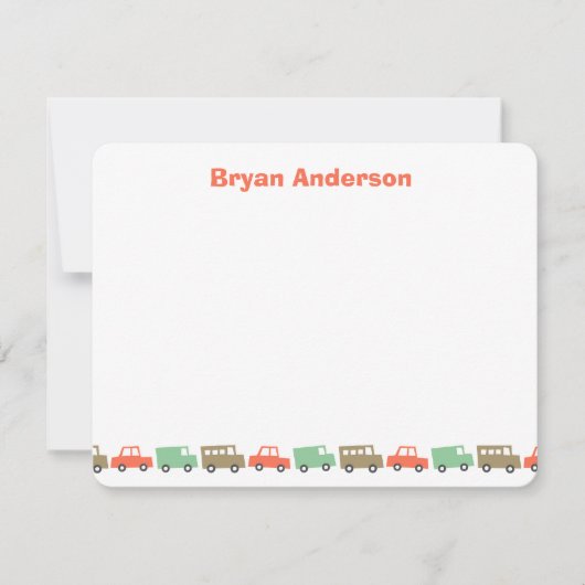 Jongens Speelgoed Leuk Retro Transport Kind Dank j Notitiekaartje (Voorkant)