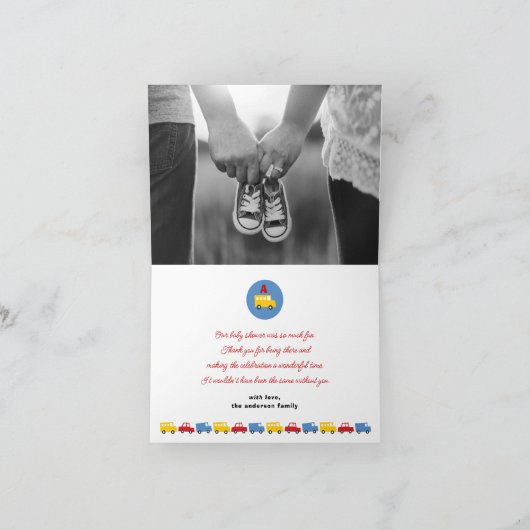 Jongens Speelgoed Leuk Transport Gele Bus Rode Sti Bedankkaart (Binnen)