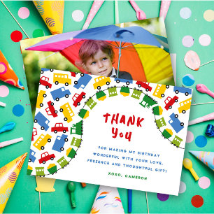 Jongens Speelgoed Leuk Vervoer Auto Trein Vrachtwa Bedankkaart