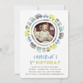 Jongens Speelgoed Leuk Vervoer Foto 1e Verjaardags Kaart (Voorkant)