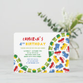 Jongens Speelgoed Leuk Vervoer Foto 4e Verjaardags Kaart (Staand voorkant)