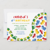 Jongens Speelgoed Leuk Vervoer Foto 4e Verjaardags Kaart (Voorkant)