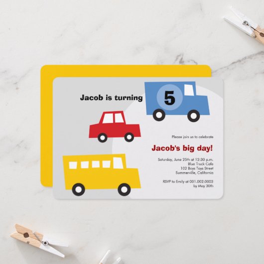 Jongens Speelgoed Leuk Vervoer Kinder 5e Verjaarda Kaart (Voorkant / Achterkant in situ)