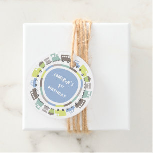 Jongens Speelgoed Pastel Blauw Kind Vervoer Verjaa Bedankjes Labels