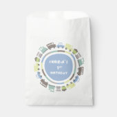 Jongens Speelgoed Pastel Blauw Kind Vervoer Verjaa Bedankzakje (Voorkant)