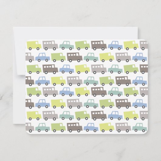 Jongens Speelgoed Pastel Blauw Transport Boy Baby Bedankkaart (Achterkant)