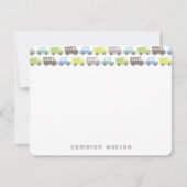 Jongens Speelgoed Pastel Blauw Transport Boy Baby  Bedankkaart (Voorkant)