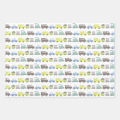 Jongens Speelgoed Pastel Blauw Vervoer Kind Verjaa Inpakpapier Vel (Voorkant)