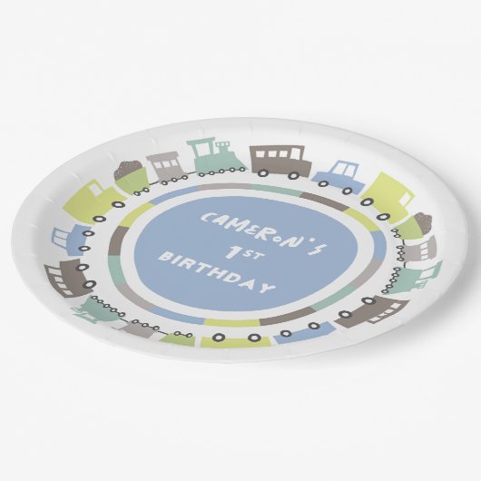 Jongens Speelgoed Pastel Blauw Vervoer Kind Verjaa Papieren Bordje (Gekanteld)