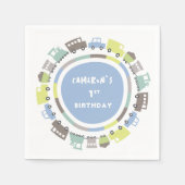 Jongens Speelgoed Pastel Blauw Vervoer Kind Verjaa Servet (Voorkant)