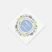 Jongens Speelgoed Pastel Blauw Vervoer Kind Verjaa Servet (Hoek)