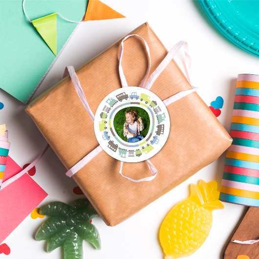 Jongens Speelgoed Pastel Fun Transport Kind Verjaa Ronde Sticker