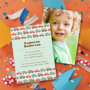 Jongens Speelgoed Pastels Retro Cars Kind fotoprof Contactkaartje