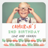 Jongens Speelgoed Retro Transport Foto Kind Verjaa Vierkante Sticker (Voorkant)