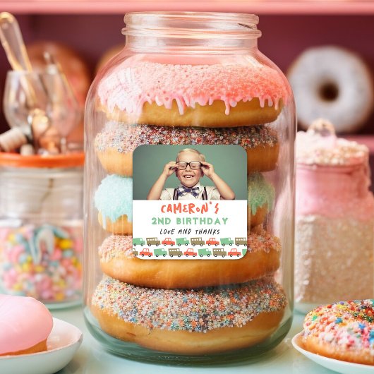 Jongens Speelgoed Retro Transport Foto Kind Verjaa Vierkante Sticker