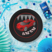 Jongens Speelgoed Rode Sport Auto Papier Borden 2 Papieren Bordje (Feest)