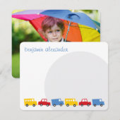 Jongens Speelgoed Transport Baby/Peuter Verjaardag Notitiekaartje (Voorkant / Achterkant)