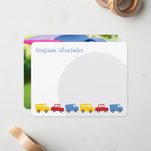 Jongens Speelgoed Transport Baby/Peuter Verjaardag Notitiekaartje
