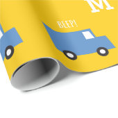 Jongens speelgoed Transport Blue Truck Monogram Bi Cadeaupapier (Rol Hoek)