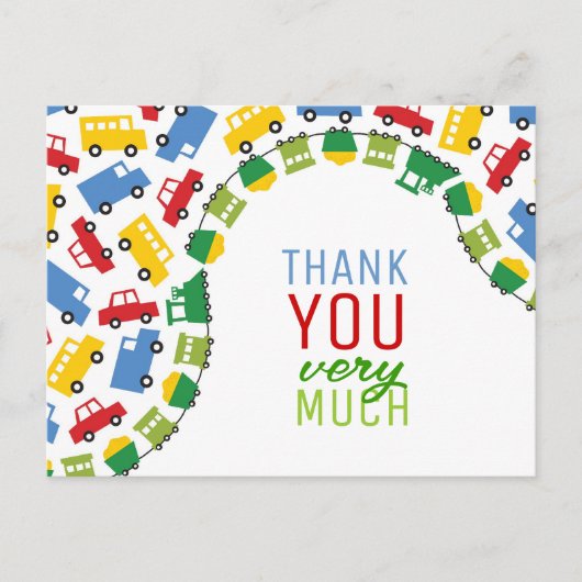 Jongens Speelgoed Vervoer Auto Trein Bus Vrachtwag Briefkaart (Voorkant)