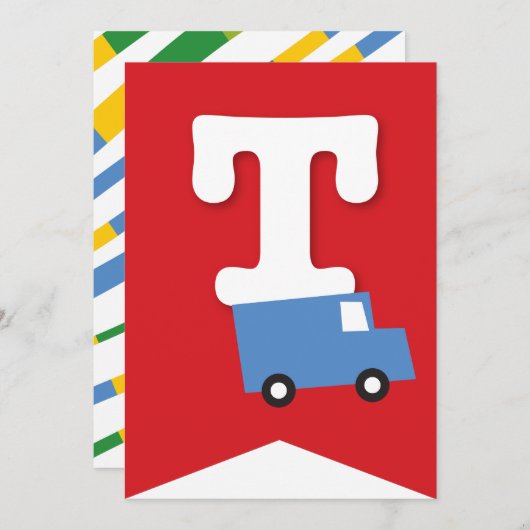 Jongens Speelgoed Vervoer Gelukkig Verjaardagsfees Kaart (Voorkant / Achterkant)