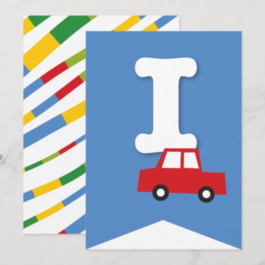 Jongens Speelgoed Vervoer Gelukkig Verjaardagsfees Kaart (Voorkant / Achterkant)