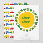 Jongens Speelgoed Vervoer Gelukkig Verjaardagsfees Kaart (Voorkant / Achterkant)