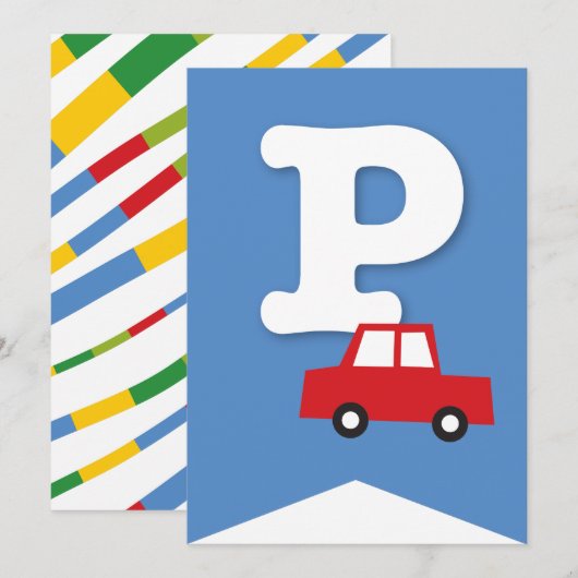 Jongens Speelgoed Vervoer Gelukkig Verjaardagsfees Kaart (Voorkant / Achterkant)