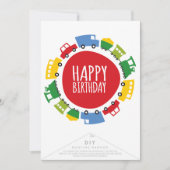 Jongens Speelgoed Vervoer Gelukkig Verjaardagsfees Kaart (Voorkant)