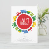 Jongens Speelgoed Vervoer Gelukkig Verjaardagsfees Kaart (Staand voorkant)