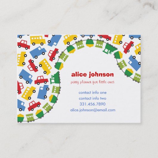 Jongens Speelgoed Vervoer Kinderen Kinder Feestpla Visitekaartje (Voorkant)