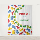 Jongens Speelgoed Vervoer Verjaardagsfeestfoto Ach Wandkleed (Voorkant)