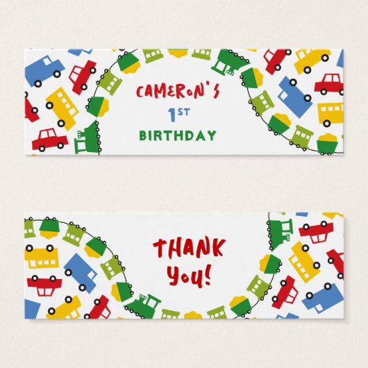 Jongens Speelgoed Vervoer Verjaardagsfeestje DIY C Mini Visitekaartjes (Voorkant /achterkant)