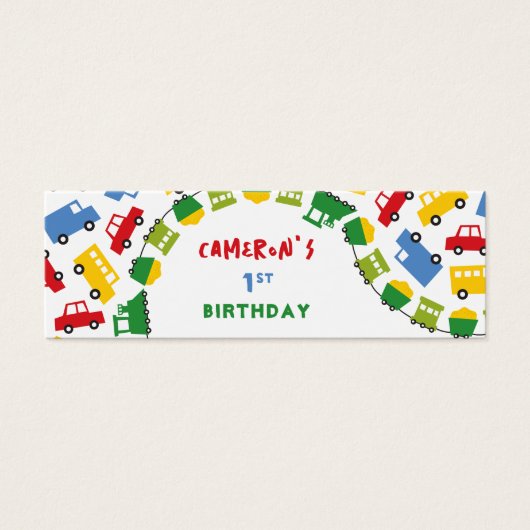 Jongens Speelgoed Vervoer Verjaardagsfeestje DIY C Mini Visitekaartjes (Voorkant)