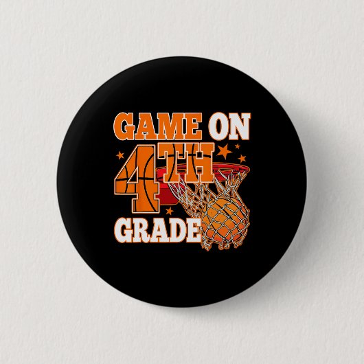 Jongens spel op 4e klas basketbal terug naar schoo ronde button 5,7 cm (Voorkant)