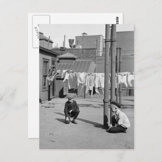 Jongens spelen, begin jaren 1900 briefkaart (Voorkant / Achterkant)