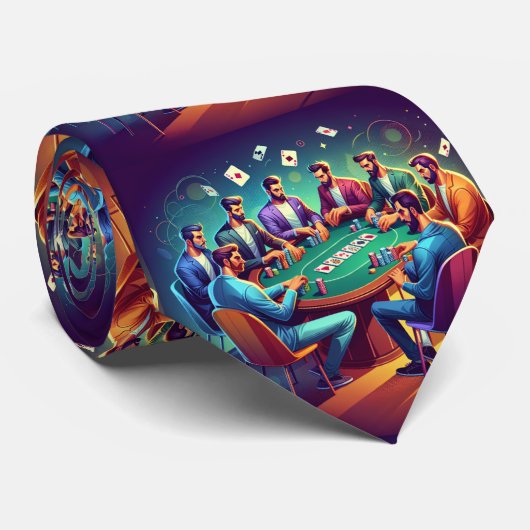 jongens spelen kaarten poker spel stropdas (Opgerold)