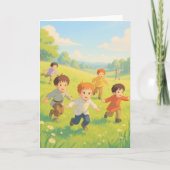 Jongens spelen Label Kaart (Voorkant)