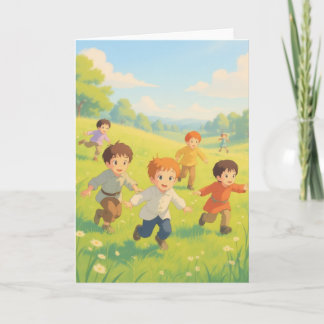 Jongens spelen Label Kaart