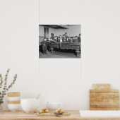 Jongens spelen pool, 1909. Oude foto Poster (Keuken)