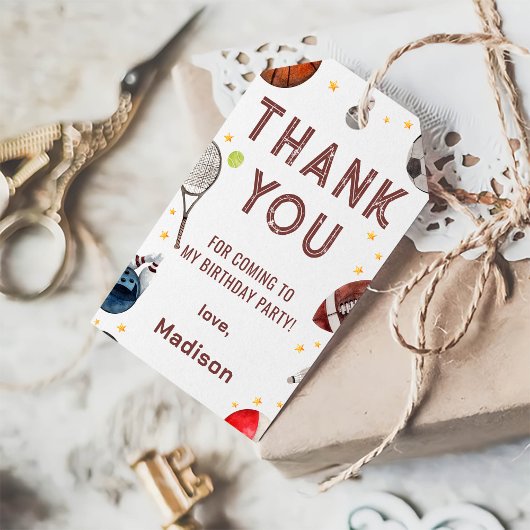 Jongens Sport Bedankt Kinderen Verjaardag Cadeaulabel