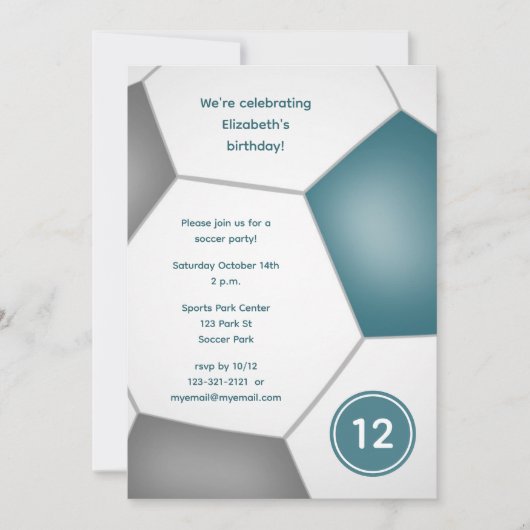 jongens sport blauwgroen grijs voetbal verjaardags kaart (Voorkant)