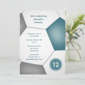 jongens sport blauwgroen grijs voetbal verjaardags kaart (Staand voorkant)