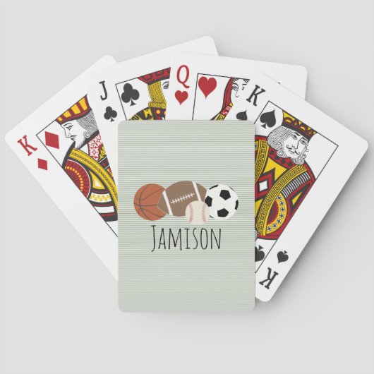 Jongens sport groene streep  pokerkaarten (Achterkant)