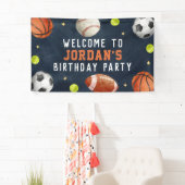 Jongens Sport Navy Verjaardag Welkom Banner (Insitu)